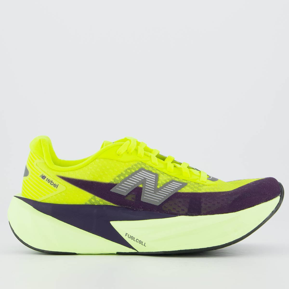 Tênis New Balance Fuelcell Rebel V5 Feminino Verde e Roxo Tênis New Balance Fuelcell Rebel V5 Feminino Verde e Roxo