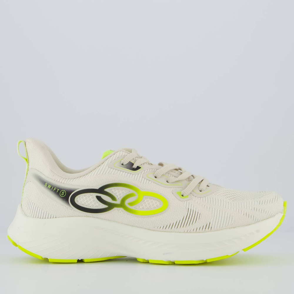Tênis Olympikus Swift 5 Feminino Off White e Amarelo