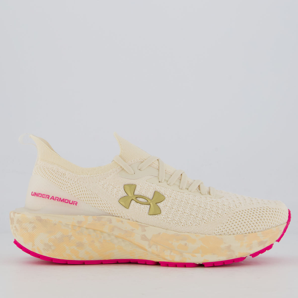 Tênis Under Armour Charged Quicker 2 Feminino Off White e Rosa Tênis Under Armour Charged Quicker 2 Feminino Off White e Rosa