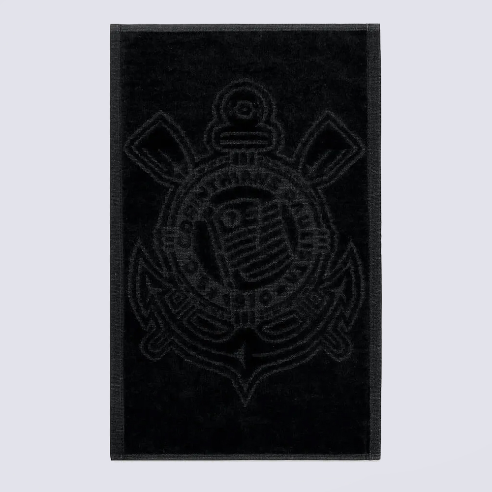 Toalha de Banho Corinthians Escudo Jacquard Preta Toalha de Banho Corinthians Escudo Jacquard Preta