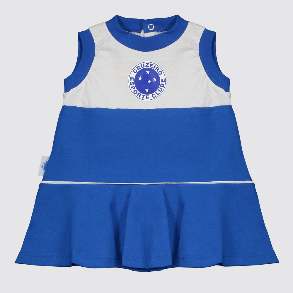 Vestido Cruzeiro Escudo Infantil Azul e Branco Vestido Cruzeiro Escudo Infantil Azul e Branco