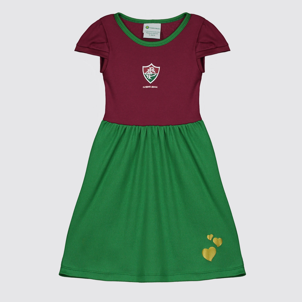 Vestido Fluminense Infantil Bordô e Verde Vestido Fluminense Infantil Bordô e Verde