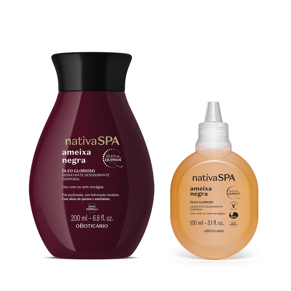 Combo Nativa Spa Ameixa Negra: Óleo Glorioso Corporal 200ml + Refil 150ml Combo Nativa Spa Ameixa Negra: Óleo Glorioso Corporal 200ml + Refil 150ml