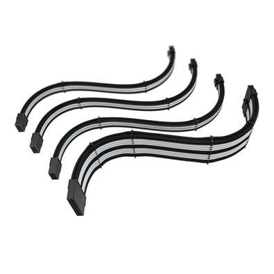 Cabo Extensor de Fonte Sleeved Rise Mode, 4 em 1, 1x 24p ATX, 1x 4+4p CPU, 2x 6+2p PCIe, Preto e Branco - RM-SL-BW Cabo Extensor de Fonte Sleeved Rise Mode, 4 em 1, 1x 24p ATX, 1x 4+4p CPU, 2x 6+2p PCIe, Preto e Branco - RM-SL-BW