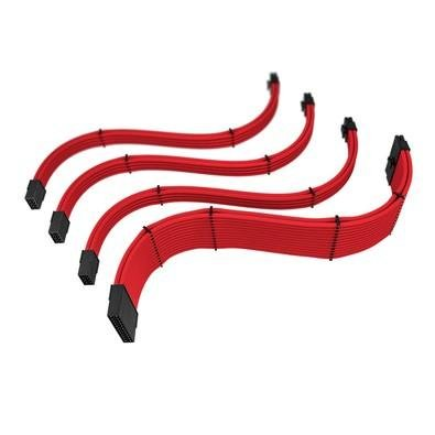 Cabo Extensor de Fonte Sleeved Rise Mode, 4 em 1, 1x 24p ATX, 1x 4+4p CPU, 2x 6+2p PCIe, Vermelho - RM-SL-FR Cabo Extensor de Fonte Sleeved Rise Mode, 4 em 1, 1x 24p ATX, 1x 4+4p CPU, 2x 6+2p PCIe, Vermelho - RM-SL-FR