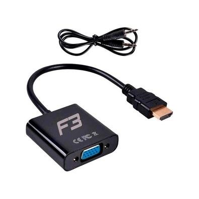 Cabo Adaptador Conversor HDMI para VGA F + Áudio F3 - JC- AD-HM/VGA Cabo Adaptador Conversor HDMI para VGA F + Áudio F3 - JC- AD-HM/VGA