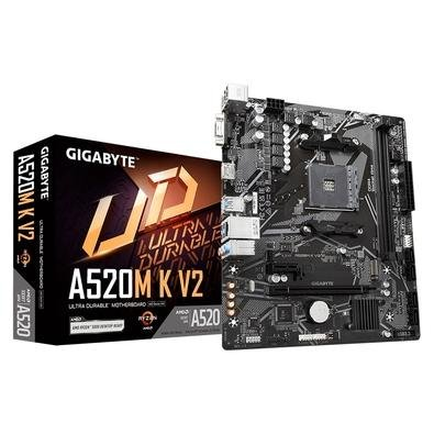 Placa-Mãe Gigabyte A520M K V2 Rev. 1.0, AMD, Micro ATX, DDR4, Preto - A520M K V2 Placa-Mãe Gigabyte A520M K V2 Rev. 1.0, AMD, Micro ATX, DDR4, Preto - A520M K V2