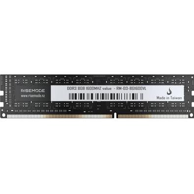 Memória RAM Gamer Rise Mode Value, 8GB, 1600MHz, DDR3L, CL11, Preto - RM-D3-8G1600VL Memória RAM Gamer Rise Mode Value, 8GB, 1600MHz, DDR3L, CL11, Preto - RM-D3-8G1600VL