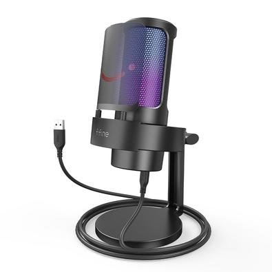 Microfone Gamer Fifine A8 Ampligame RGB, USB, PC PS4 PS5, com Suporte, Preto - A8 Microfone Gamer Fifine A8 Ampligame RGB, USB, PC PS4 PS5, com Suporte, Preto - A8