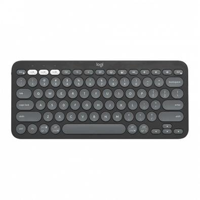 Teclado Sem Fio Logitech, Bluetooth e USB, Pebble Keys 2 K380s, Easy-Switch e Pilha Inclusa, Grafite - 920-011789
