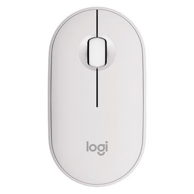 Mouse Sem Fio Logitech Pebble 2 M350s, USB Logi Bolt ou Bluetooth e Pilha Inclusa, com Clique Silencioso, Branco - 910-007047