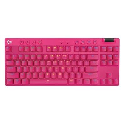 Teclado Gamer Sem Fio Logitech G Pro X com design TKL, Layout US, RGB LIGHTSYNC e Switch Exclusivo GX Brown Tactile, Rosa Magenta- 920-012154 Teclado Gamer Sem Fio Logitech G Pro X com design TKL, Layout US, RGB LIGHTSYNC e Switch Exclusivo GX Brown Tactile, Rosa Magenta- 920-012154