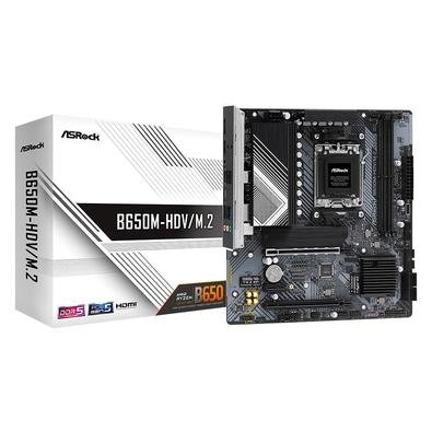 Placa-Mãe ASRock B650M-HDV/M.2, AMD B650, mATX, DDR5, Preto - 90-MXBLA* Placa-Mãe ASRock B650M-HDV/M.2, AMD B650, mATX, DDR5, Preto - 90-MXBLA*