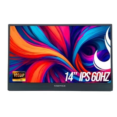Monitor Portátil Gamer Rise Mode Portavision 14" Full HD 60hz IPS, Mini HDMI, USB-C, Preto - RM-MPV-14-B-60FH