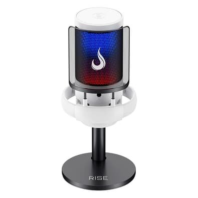 Microfone Gamer Rise Mode Elite 05 RGB, USB-C Condensador, Setup White, Branco - RM-ME-05-W