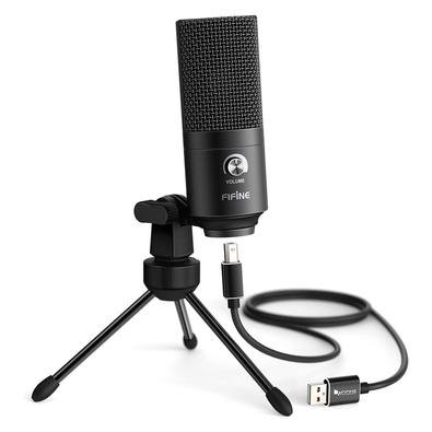 Microfone Gamer Condensador Fifine K680, USB, Plug & Play, Podcast e PC, Preto - K680