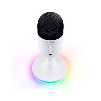 Microfone Gamer GXTrust 234W Yunix RGB, USB Compacto, Filtro Pop e Mudo, Branco - 25374 Microfone Gamer GXTrust 234W Yunix RGB, USB Compacto, Filtro Pop e Mudo, Branco - 25374