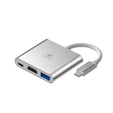 HUB C3Tech USB-C 3.0, para HDMI, 1x USB 3.0, 1x USB-C PD 65W, Cinza - HU-D10SI HUB C3Tech USB-C 3.0, para HDMI, 1x USB 3.0, 1x USB-C PD 65W, Cinza - HU-D10SI