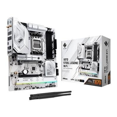 Placa-Mãe ASRock X870 Steel Legend, AMD, ATX, AM5, DDR5, WiFi, Branco - 90-MXBPQ0-A0UAYZ Placa-Mãe ASRock X870 Steel Legend, AMD, ATX, AM5, DDR5, WiFi, Branco - 90-MXBPQ0-A0UAYZ