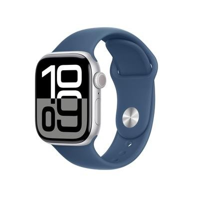 Apple Watch Series 10 GPS + Cellular, Caixa Prateada de Alumínio de 42 mm, Pulseira Esportiva Denim, Tamanho P/M - MWX33AM/A Apple Watch Series 10 GPS + Cellular, Caixa Prateada de Alumínio de 42 mm, Pulseira Esportiva Denim, Tamanho P/M - MWX33AM/A
