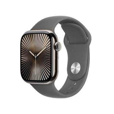 Apple Watch Series 10 GPS + Cellular, Caixa Natural de Titânio de 42 mm, Pulseira Esportiva Cinza-Pedra, Tamanho P/M - MWXD3AM/A Apple Watch Series 10 GPS + Cellular, Caixa Natural de Titânio de 42 mm, Pulseira Esportiva Cinza-Pedra, Tamanho P/M - MWXD3AM/A