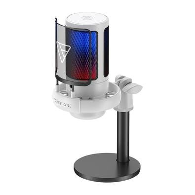 Microfone Gamer Force One Hero, RGB, Botão De Mute, USB, Cardicóide ou Unidirecional, Branco - FR.MC.HE.01 Microfone Gamer Force One Hero, RGB, Botão De Mute, USB, Cardicóide ou Unidirecional, Branco - FR.MC.HE.01