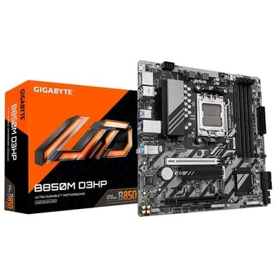 Placa Mãe Gigabyte B850M D3HP, AMD AM5, Micro ATX, DDR5, Preto - B85MHP-00 Placa Mãe Gigabyte B850M D3HP, AMD AM5, Micro ATX, DDR5, Preto - B85MHP-00