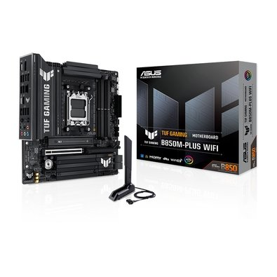 Placa Mãe ASUS TUF B850M-PLUS WIFI, AMD AM5 , m-ATX, DDR5, Wi-fi 6e, Preto - TUF GAMING B850M-PLUS WIFI Placa Mãe ASUS TUF B850M-PLUS WIFI, AMD AM5 , m-ATX, DDR5, Wi-fi 6e, Preto - TUF GAMING B850M-PLUS WIFI