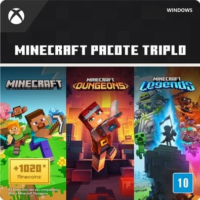 Gift Card Bundle Minecraft: Pacote Triplo - Windows, Digital para Download Gift Card Bundle Minecraft: Pacote Triplo - Windows, Digital para Download