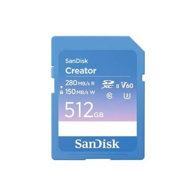 Cartão de Memória SanDisk Creator Series SD UHS-II 512GB, Leitura 280MB/s e Gravação 150MB/s - SDSDXEP-512G-GNCIS Cartão de Memória SanDisk Creator Series SD UHS-II 512GB, Leitura 280MB/s e Gravação 150MB/s - SDSDXEP-512G-GNCIS
