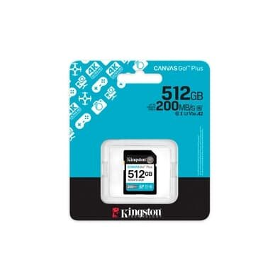 Cartão de memória Kingston, SDXC Canvas Go Plus, 512GB, Gen4, 200MB/s - SDG4/512GB Cartão de memória Kingston, SDXC Canvas Go Plus, 512GB, Gen4, 200MB/s - SDG4/512GB