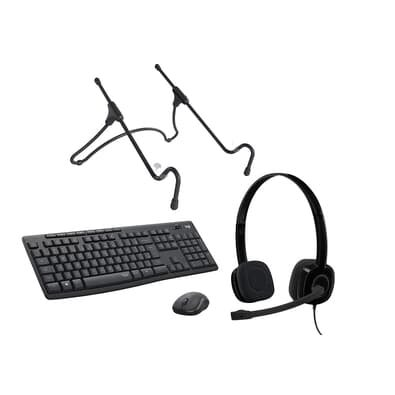 Kit Escritório - Headset Logitech H151 c/ Microfone Redutor de Ruído + Teclado e Mouse S/ Fio Logitech MK295 + Suporte Notebook Octoo UpTable P Kit Escritório - Headset Logitech H151 c/ Microfone Redutor de Ruído + Teclado e Mouse S/ Fio Logitech MK295 + Suporte Notebook Octoo UpTable P