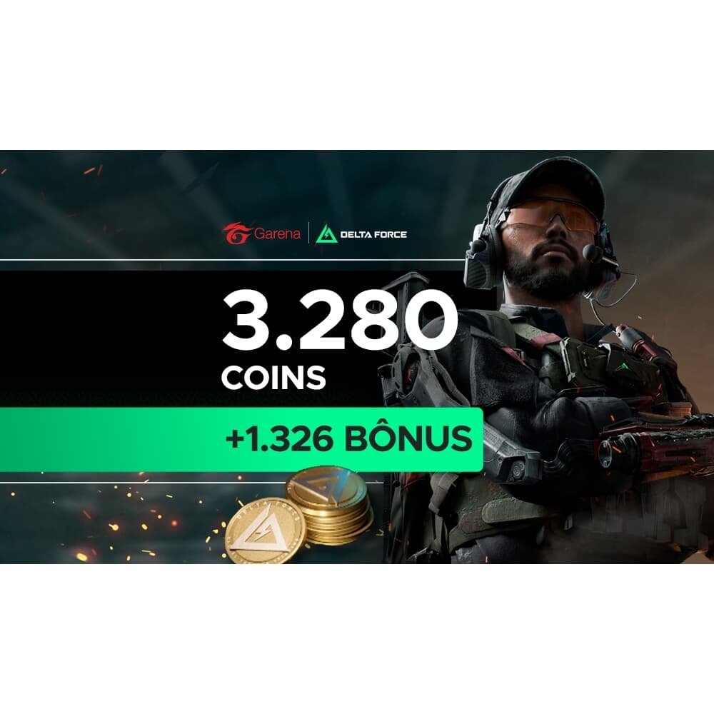 Garena Delta Force - 3280 Delta Coins + Bônus de 1.326 Garena Delta Force - 3280 Delta Coins + Bônus de 1.326