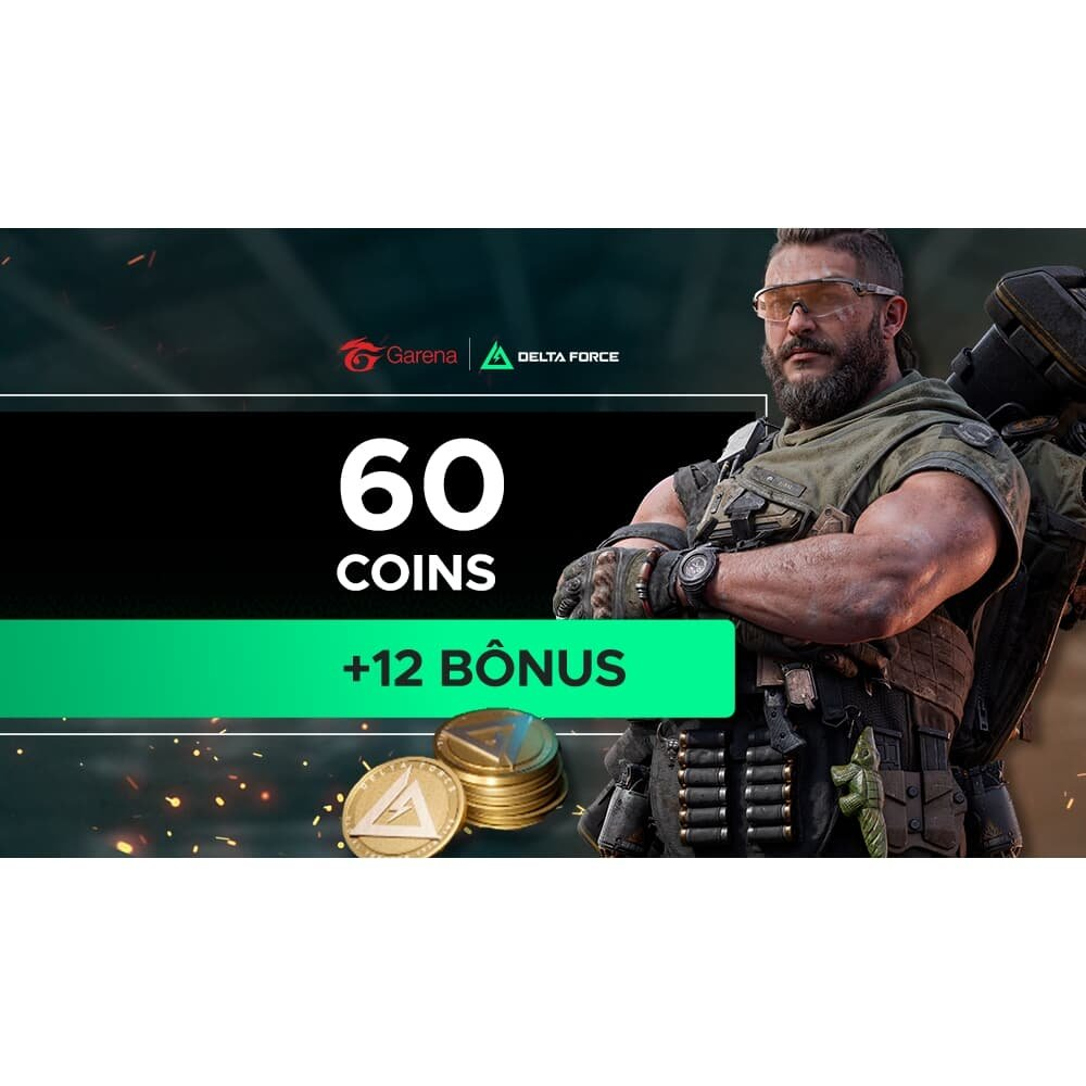 Garena Delta Force - 60 Delta Coins + Bônus de 12 Garena Delta Force - 60 Delta Coins + Bônus de 12