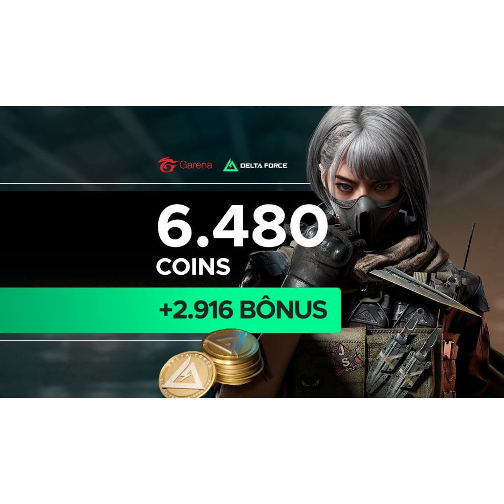 Garena Delta Force - 6.480 Delta Coins + Bônus de 2.916 Garena Delta Force - 6.480 Delta Coins + Bônus de 2.916