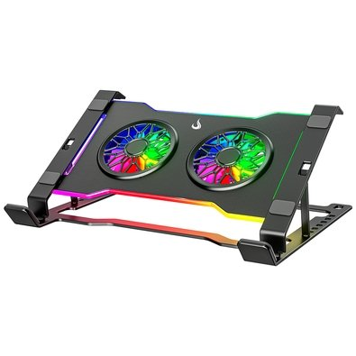 Base com Cooler em Aço Carbono para Notebook e Tablets Rise Mode, Até 17", Galaxy Gray X7, RGB - RM-CNC-07-RGB Base com Cooler em Aço Carbono para Notebook e Tablets Rise Mode, Até 17", Galaxy Gray X7, RGB - RM-CNC-07-RGB