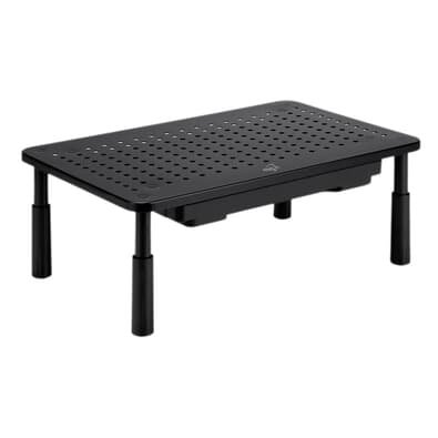 Suporte Organizador de Mesa para Monitor e Notebook ELG, com Ajuste de Altura, Gaveta, Preto - SM087 Suporte Organizador de Mesa para Monitor e Notebook ELG, com Ajuste de Altura, Gaveta, Preto - SM087