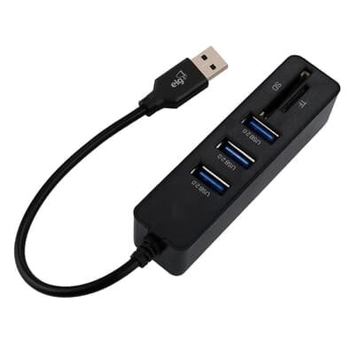 Adaptador HUB ELG USB 5 Em 1, Entrada USB para 3 Portas USB-A + 1 Porta Mini SD Card + 1 Porta Micro SD Card, Preto - HUB51SD-v2 Adaptador HUB ELG USB 5 Em 1, Entrada USB para 3 Portas USB-A + 1 Porta Mini SD Card + 1 Porta Micro SD Card, Preto - HUB51SD-v2