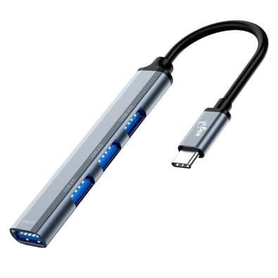 Adaptador HUB ELG USB 4 Em 1, Entrada Tipo-C para 4 Portas USB-A, Cinza - HUB41A-v2 Adaptador HUB ELG USB 4 Em 1, Entrada Tipo-C para 4 Portas USB-A, Cinza - HUB41A-v2