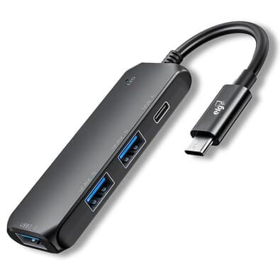 Adaptador HUB ELG USB 4 Em 1, Entrada Tipo-C para 3 Portas USB-A + 1 Porta Tipo-C, Preto - HUB41C-v2 Adaptador HUB ELG USB 4 Em 1, Entrada Tipo-C para 3 Portas USB-A + 1 Porta Tipo-C, Preto - HUB41C-v2