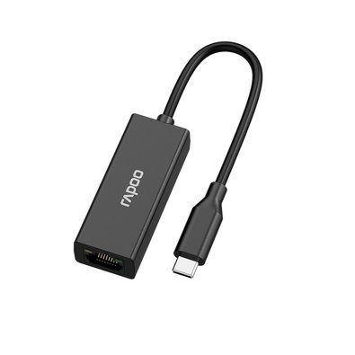HUB USB-C para Ethernet Rapoo com Conexão RJ45, Plug & Play, Preto - XD20 HUB USB-C para Ethernet Rapoo com Conexão RJ45, Plug & Play, Preto - XD20