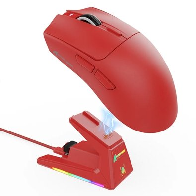 Mouse Gamer sem Fio Attack Shark X1, Ultraleve, com Base de Carregamento Magnético RGB, Tri-Mode, 40.000 DPI, Sensor Óptico PAW3395 PRO, 6 Botões - Vermelho Mouse Gamer sem Fio Attack Shark X1, Ultraleve, com Base de Carregamento Magnético RGB, Tri-Mode, 40.000 DPI, Sensor Óptico PAW3395 PRO, 6 Botões - Vermelho