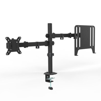 Suporte de Mesa Articulado para Monitor de 13" a 32" com Bandeja para Notebook Ergofirst, Ajuste de Inclinação, Altura, Preto - G01-C2M2 Suporte de Mesa Articulado para Monitor de 13" a 32" com Bandeja para Notebook Ergofirst, Ajuste de Inclinação, Altura, Preto - G01-C2M2