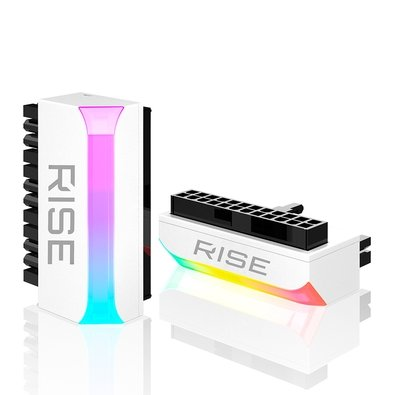 Adaptador Conector para Placa Mãe 24P ATX ARGB 90 Graus de Fonte Rise Mode Aura, Branco - RM-AD24P-FW-ARGB Adaptador Conector para Placa Mãe 24P ATX ARGB 90 Graus de Fonte Rise Mode Aura, Branco - RM-AD24P-FW-ARGB
