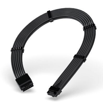 Cabo Extensor de Fonte Rise Mode Sleeved 12VHPWR, PCIE 5.0 16pin (12+4), 30cm, Preto - RM-SL-01-12VHPWR-FB Cabo Extensor de Fonte Rise Mode Sleeved 12VHPWR, PCIE 5.0 16pin (12+4), 30cm, Preto - RM-SL-01-12VHPWR-FB