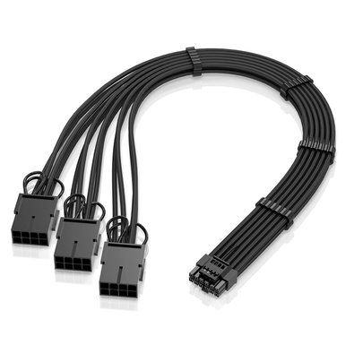 Cabo Extensor de Fonte Rise Mode Sleeved 12VHPWR para 3x PCIE 8pin, PCIE 5.0 16pin, 3x PCIE 8pin, 30cm, Preto - RM-SL-01-12VHPCI-FB Cabo Extensor de Fonte Rise Mode Sleeved 12VHPWR para 3x PCIE 8pin, PCIE 5.0 16pin, 3x PCIE 8pin, 30cm, Preto - RM-SL-01-12VHPCI-FB