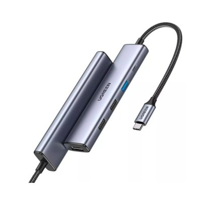 HUB Ugreen USB-C, 5 em 1, para HDMI, 1x USB 3.0, 2x USB 2.0 e USB-C PD 100W, Cinza - UG-15495