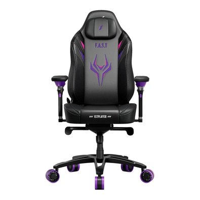Cadeira Gamer 1STPLAYER FAST, Até 160kg, Reclinável, Almofadas, Braço 4D, Cilindro de Gás Classe 4, Couro PU, Preto e Roxo - FAST-IP Cadeira Gamer 1STPLAYER FAST, Até 160kg, Reclinável, Almofadas, Braço 4D, Cilindro de Gás Classe 4, Couro PU, Preto e Roxo - FAST-IP