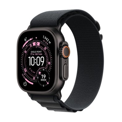 Apple Watch Ultra 3 GPS + Cellular, Caixa Preta de Titânio de 49 mm, Pulseira loop Alpina Preta, M - MF0V4BE/A Apple Watch Ultra 3 GPS + Cellular, Caixa Preta de Titânio de 49 mm, Pulseira loop Alpina Preta, M - MF0V4BE/A