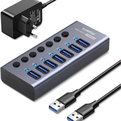 HUB Comtac Power Switch USB-A 3.0, para 7x USB-A 3.0, Alumínio - 24129450 HUB Comtac Power Switch USB-A 3.0, para 7x USB-A 3.0, Alumínio - 24129450